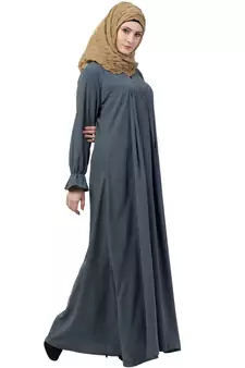 Grey Color A Pleated Abaya