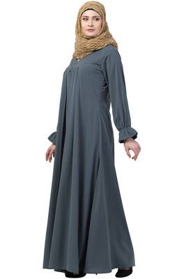 Grey Color A Pleated Abaya 5