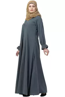 Grey Color A Pleated Abaya