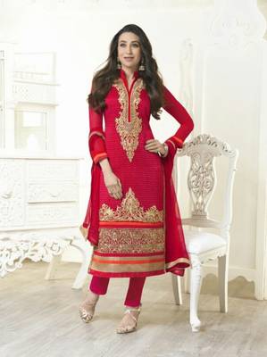 Pink embroidered georgette salwar 1