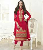 Pink embroidered georgette salwar