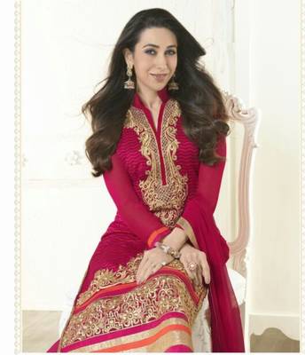 Pink embroidered georgette salwar 2