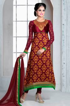 Maroon digital print crepe salwar