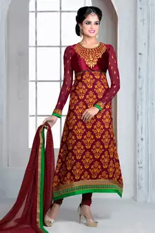 Maroon digital print crepe salwar