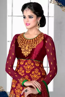 Maroon digital print crepe salwar