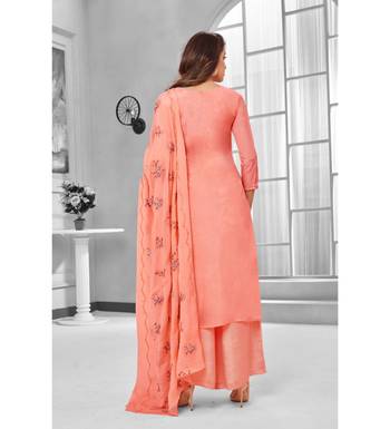 Pink Maslin Silk Embroidered Women's Unstitched Palazzo Suit 2