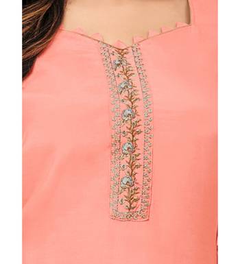 Pink Maslin Silk Embroidered Women's Unstitched Palazzo Suit 4