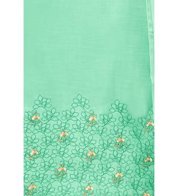 Sea Green Maslin Silk Embroidered Women's Unstitched Palazzo Suit 4