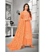 Orange Maslin Silk Embroidered Women's Unstitched Palazzo Suit