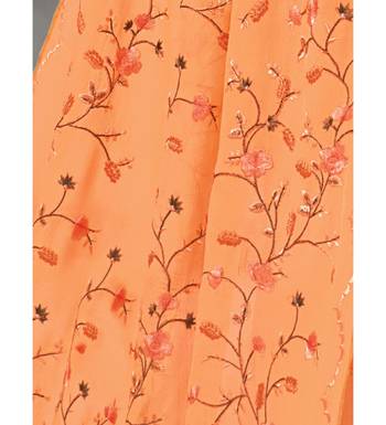 Orange Maslin Silk Embroidered Women's Unstitched Palazzo Suit 4