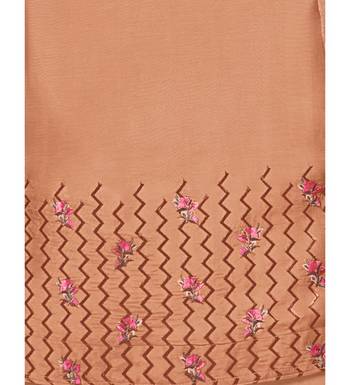 Light Brown Maslin Silk Embroidered Women's Unstitched Palazzo Suit 4