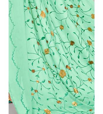 Sea Green Maslin Silk Embroidered Women's Unstitched Palazzo Suit 6