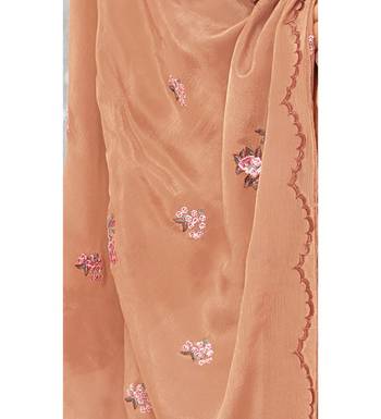 Light Brown Maslin Silk Embroidered Women's Unstitched Palazzo Suit 6