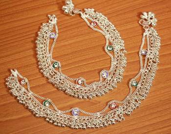 Silver Zircon       Anklets 1