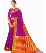 Purple woven chanderi saree with blouse