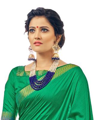 Green woven chanderi saree with blouse 2