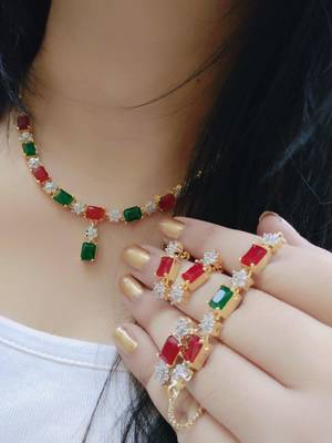 multicolor american diamonds necklace sets 1
