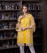 Pakistani Kurti Azure Luxury Formals Vol 5 Lemon Infusion – LFD02  white embroidered lawn unstitched pakistani kurti