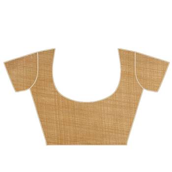 Brown printed cotton saree with blouse 5