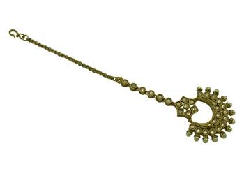Gold cubic zirconia maang-tikka 1