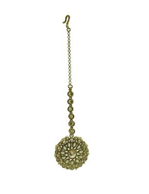 Gold cubic zirconia maang-tikka 1