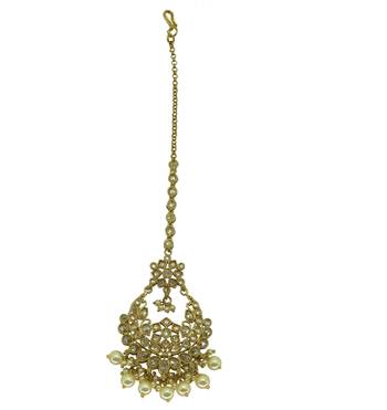 Gold cubic zirconia maang-tikka 1