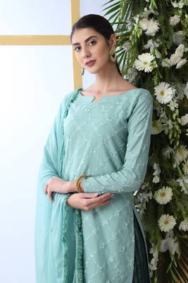 Light-Green Embroidered Cotton Salwar 3