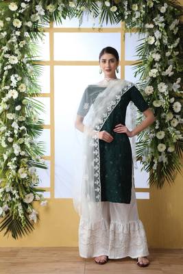 Dark-Green Embroidered Cotton Salwar 1