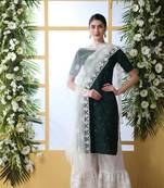 Dark-Green Embroidered Cotton Salwar