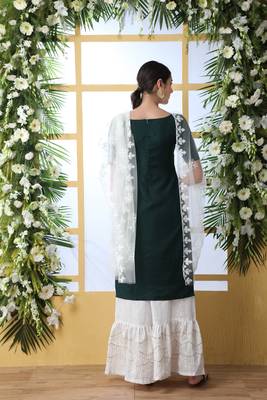 Dark-Green Embroidered Cotton Salwar 2