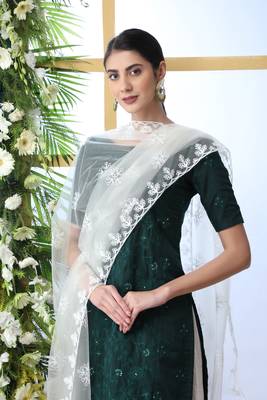 Dark-Green Embroidered Cotton Salwar 3