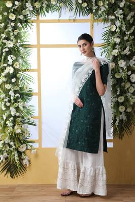 Dark-Green Embroidered Cotton Salwar 4