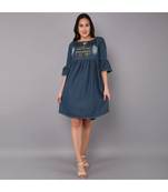 blue Denim long top with Embroidered work