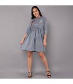 silver Denim long top with  solid work