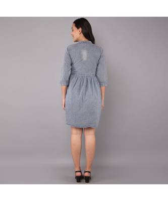 silver Denim long top with  solid work 5