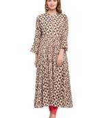 Women Beige & Brown Cotton Printed Maxi Dress