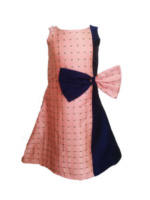 Kids Pink Cotton Silk Frock For Girls 1