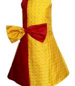 Kids Yellow Cotton Silk Designer Frock