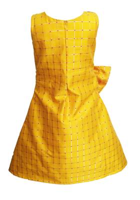 Kids Yellow Cotton Silk Designer Frock 2