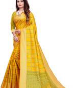Kimisha Yellow Banarasi Silk Patoda Saree With Jacquard Blouse