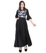 black printed Crepe maxi dresses