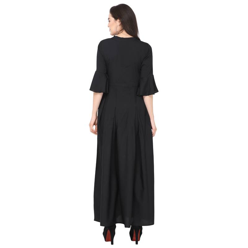 black printed Crepe maxi dresses