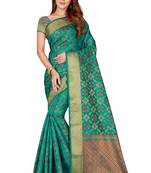Kimisha Sea Green Kanjivaram Silk Border Work Kanjivaram Saree With Running Blouse