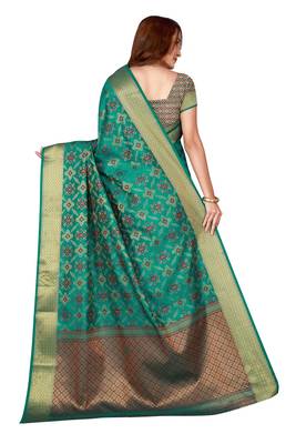 Kimisha Sea Green Kanjivaram Silk Border Work Kanjivaram Saree With Running Blouse 2