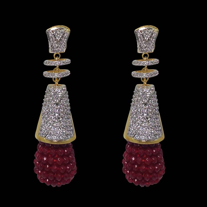 ruby grapes design exclusive designer handmade jhumka