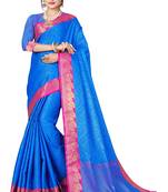 Kimisha Blue Banarasi Silk Jacquard Work Banarasi Saree With Running Blouse