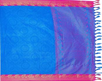 Kimisha Blue Banarasi silk blend Jacquard Work Banarasi Saree With Running Blouse 3