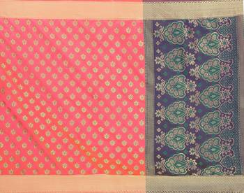 Kimisha Peach Sana silk blend Jacquard Work silk blend Saree With Jacquard Blouse 4