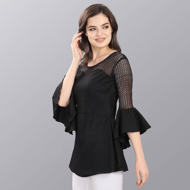 Black plain crepe tops SHEETAL ASSOCIATES 3210289