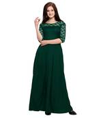 Green plain Crepe maxi dresses